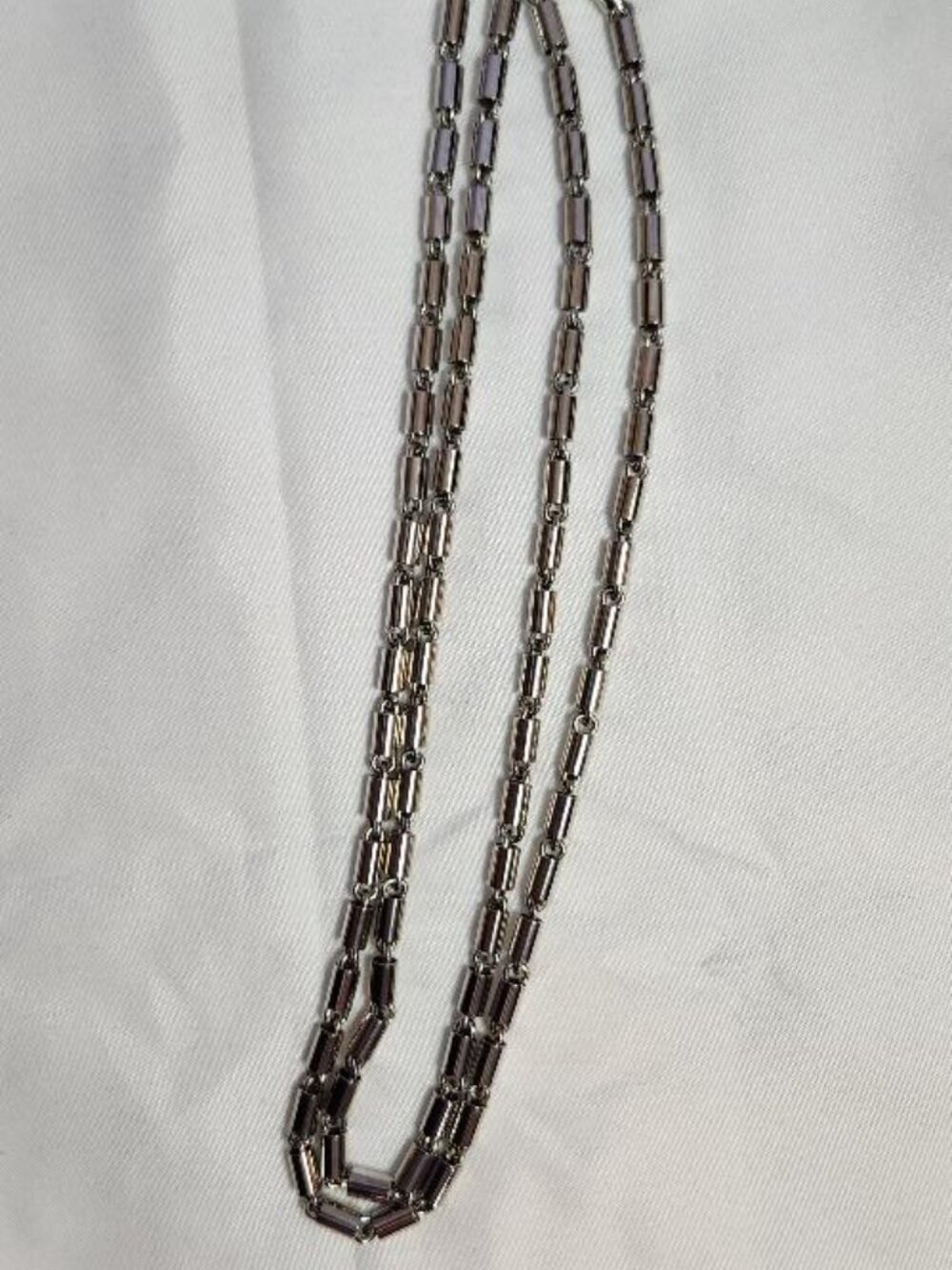 Vintage Unique Link Heavy Weight Barrel Link Silver plated Necklace - Picture 2 of 4